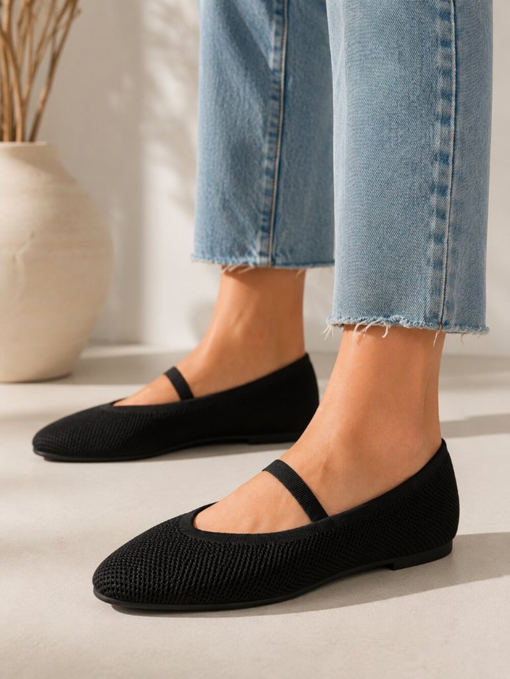 NEW A New Day Shiloh Black Knit Mary Jane Flats Almond Toe Size 12